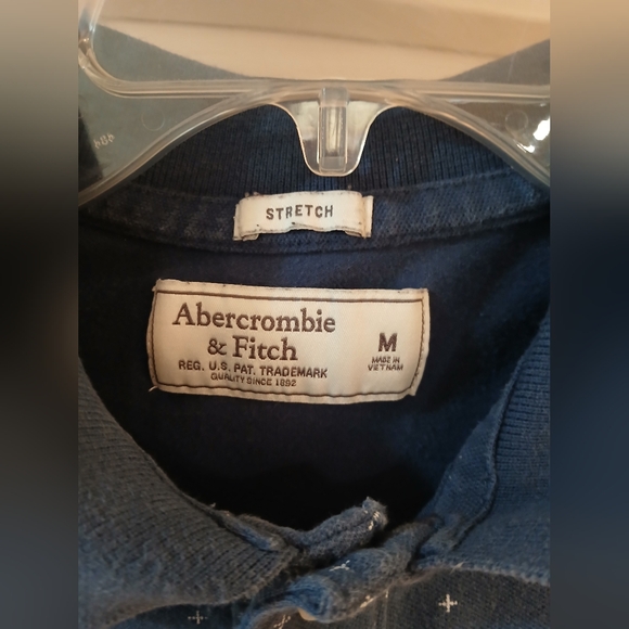 NOT FOR SALE A& F Stretch Polo Navy & white Cross pattern Size M - Picture 5 of 6